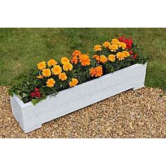 White 1m Length Wooden Planter Box - 100x22x23 (cm) great for Balconies and Small Herb Gardens