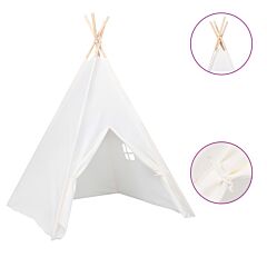 Children Teepee Tent with Bag Peach Skin White 120x120x150 cm