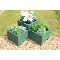 Wild Thyme Green Wooden Tiered Corner Planter - 60x60x33 (cm) great for Balconies and Small Herb Gardens