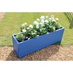 Blue 4ft Wooden Trough Planter - 120x32x43 (cm) great for Screening and Flowers