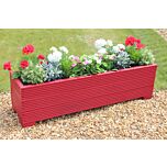 Red 4ft Wooden Trough Planter - 120x32x33 (cm) great for Patios and Decking
