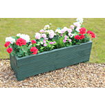 1 METRE LARGE WOODEN GARDEN TROUGH PLANTER IN DECKING PAINTED IN WOODLAND GREEN