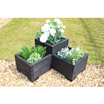 Black Wooden Tiered Corner Planter - 60x60x33 (cm) great for Balconies and Small Herb Gardens