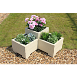 Cream Wooden Tiered Corner Planter - 60x60x33 (cm) great for Balconies and Small Herb Gardens