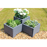 Grey Wooden Tiered Corner Planter - 60x60x33 (cm) great for Balconies and Small Herb Gardens
