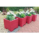 Red Small Square Wooden Planter - 32x32x33 (cm) great for your Porch or Door