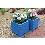 Blue Small Square Wooden Planter - 32x32x33 (cm) great for your Porch or Door