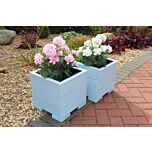 Light Blue Small Square Wooden Planter - 32x32x33 (cm) great for your Porch or Door