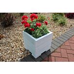 White Small Square Wooden Planter - 32x32x33 (cm) great for your Porch or Door