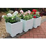 White Small Square Wooden Planter - 32x32x33 (cm) great for your Porch or Door