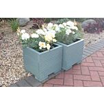 Wild Thyme Green Small Square Wooden Planter - 32x32x33 (cm) great for your Porch or Door