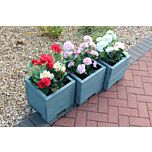 Wild Thyme Green Small Square Wooden Planter - 32x32x33 (cm) great for your Porch or Door