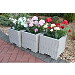 Muted Clay Small Square Wooden Planter - 32x32x33 (cm) great for your Porch or Door