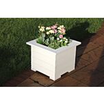 White Square Wooden Planter Mitered - 47x47x43 (cm) great for Small shrubs
