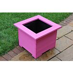 Pink Square Wooden Planter Mitered - 47x47x43 (cm) great for Small shrubs