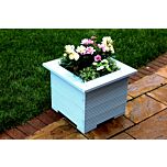 Light Blue Square Wooden Planter Mitered - 47x47x43 (cm) great for Small shrubs