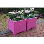 Pink Square Wooden Planter - 44x44x43 (cm) great for Small shrubs