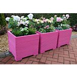 Pink Square Wooden Planter - 44x44x43 (cm) great for Small shrubs