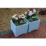 Light Blue Square Wooden Planter - 44x44x43 (cm) great for Small shrubs