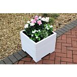 White Square Wooden Planter - 44x44x43 (cm) great for Small shrubs
