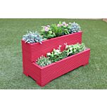 Red Tiered Wooden Planter - 80x35x43 (cm) great for Screening and Flowers