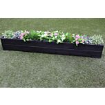 Black Outdoor Wooden Garden Planter Trough Smooth Boards  - 180x22x23 (cm)