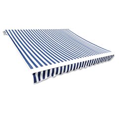 Awning Top Sunshade Canvas Blue & White 3 x 2,5m (Frame Not Included)
