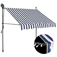 Manual Retractable Awning with LED 150 cm Blue and White