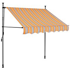 Manual Retractable Awning with LED 150 cm Yellow and Blue