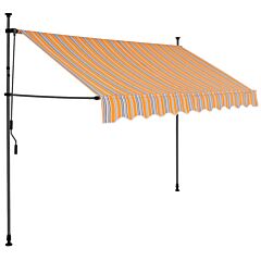 Manual Retractable Awning with LED 300 cm Yellow and Blue