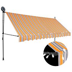 Manual Retractable Awning with LED 400 cm Yellow and Blue