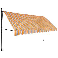 Manual Retractable Awning with LED 400 cm Yellow and Blue