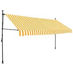 Manual Retractable Awning with LED 350 cm White and Orange