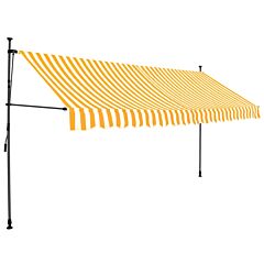 Manual Retractable Awning with LED 400 cm White and Orange