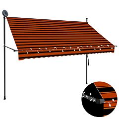 145879 vidaXL Manual Retractable Awning with LED 250 cm Orange and Brown