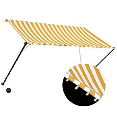 Retractable Awning with LED 250x150 cm Yellow and White