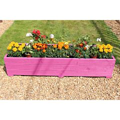 BR Garden Pink 5ft Wooden Planter Box - 150x44x33 (cm) great for Bedding plants and Flowers + Free Gift