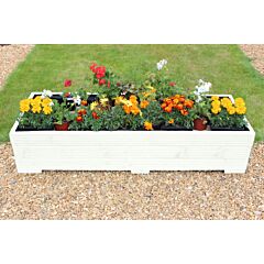 BR Garden White 5ft Wooden Planter Box - 150x56x33 (cm) great for Bedding plants and Flowers + Free Gift