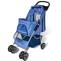 Folding Pet Stroller Dog/Cat Travel Carrier Blue