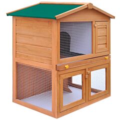 Outdoor Rabbit Hutch Small Animal House Pet Cage 3 Doors Wood