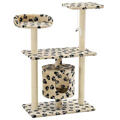 Cat Tree with Sisal Scratching Posts 95 cm Beige Paw Prints