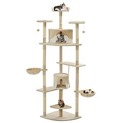 Cat Tree with Sisal Scratching Posts 203 cm Beige and White