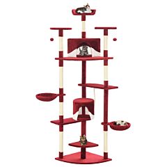 Cat Tree with Sisal Scratching Posts 203 cm Red and White