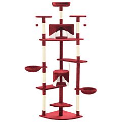 Cat Tree with Sisal Scratching Posts 203 cm Red and White