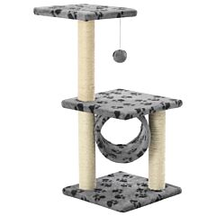 Cat Tree with Sisal Scratching Posts 65 cm Grey Paw Print