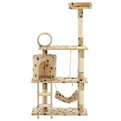 Cat Tree with Sisal Scratching Posts 140 cm Beige Paw Prints