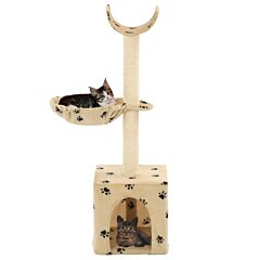 Cat Tree with Sisal Scratching Posts 105 cm Paw Prints Beige