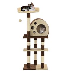 Cat Tree with Sisal Scratching Posts 127 cm Beige and Brown