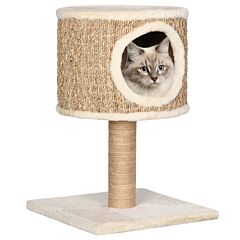Cat Tree with Condo and Scratching Post 52 cm Seagrass