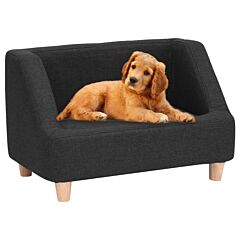 Dog Sofa Black 60x37x39 cm Linen